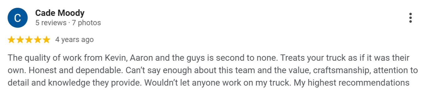 Google review for Titan Diesel Sports.