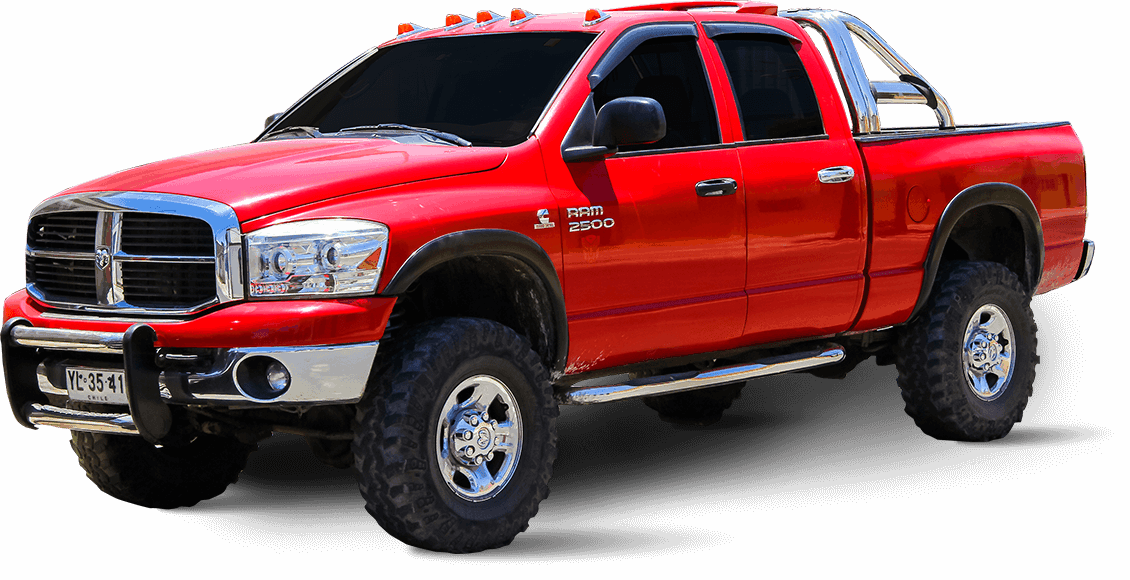 Red Ram 2500 truck with Cummins badge.
